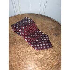 Insignia by Martin Wong Men's Red Geometric Silk Tie Classic Length